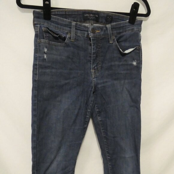 LUCKY BRAND - Mid Rise - Skinny - Ava | size 4/27 | Distressed Blue Denim Jeans - Picture 6 of 16